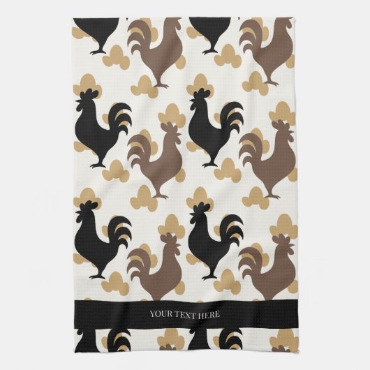 Rustic Folk Art Rooster Pattern, Farmhouse Kitchen Geschirrtuch (Vertikal)