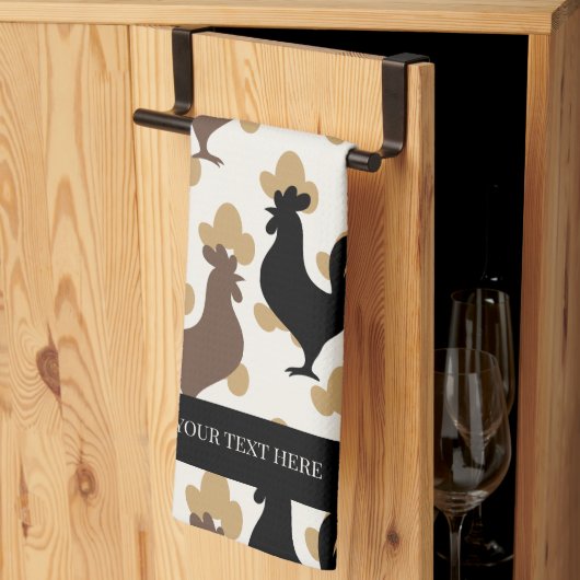 Rustic Folk Art Rooster Pattern, Farmhouse Kitchen Geschirrtuch (Drittel gefaltet)