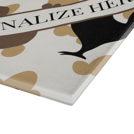 Rustic Folk Art Rooster Pattern, Farmhouse Kitchen Schneidebrett (Ecke)