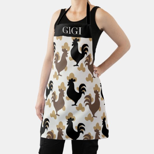 Rustic Folk Art Rooster Pattern, Farmhouse Kitchen Schürze (InSitu)