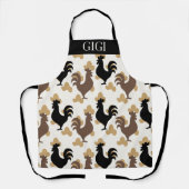 Rustic Folk Art Rooster Pattern, Farmhouse Kitchen Schürze (Vorderseite)
