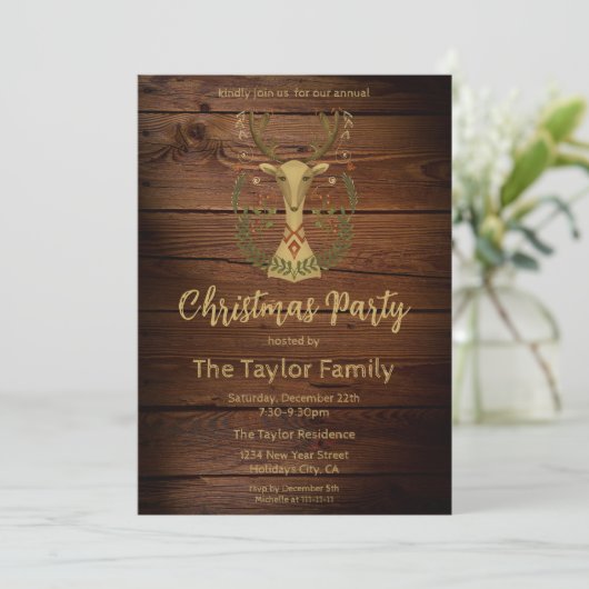 Rustic Folk Art Weihnachtsmann Einladung (Stehend Vorderseite)