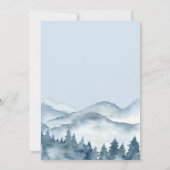 Rustic Forest Adventure Mountains Blue Baby Dusche Einladung (Rückseite)