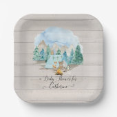 Rustic Forest Animals Deer Bear Boy Baby Shower Pappteller (Vorderseite)