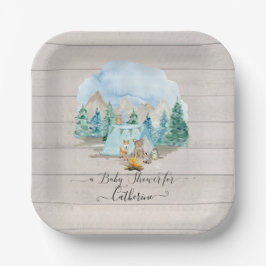 Rustic Forest Animals Deer Bear Boy Baby Shower Pappteller