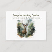 Rustic Forest Antler Deer Hunting Cabins QR-Code Visitenkarte (Vorderseite)