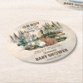 Rustic Forest Bearly Wait Baby Dusche Vielen Dank Runder Pappuntersetzer (Angewinkelt)
