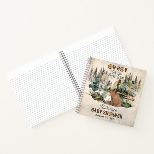 Rustic Forest Bearly Wait Baby Shooting Guest Book Notizblock (Innenseite)