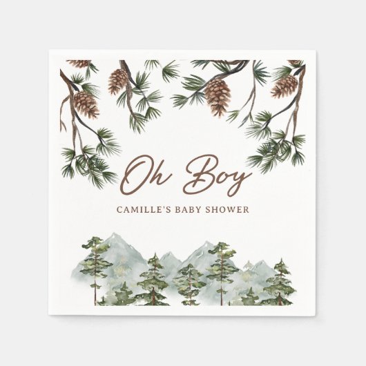 Rustic Forest Boy Babydusche Serviette (Vorderseite)