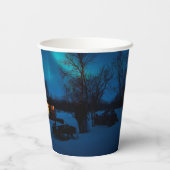 Rustic Forest Cottages & Cozy Cabins Nature Aurora Pappbecher (Rückseite)