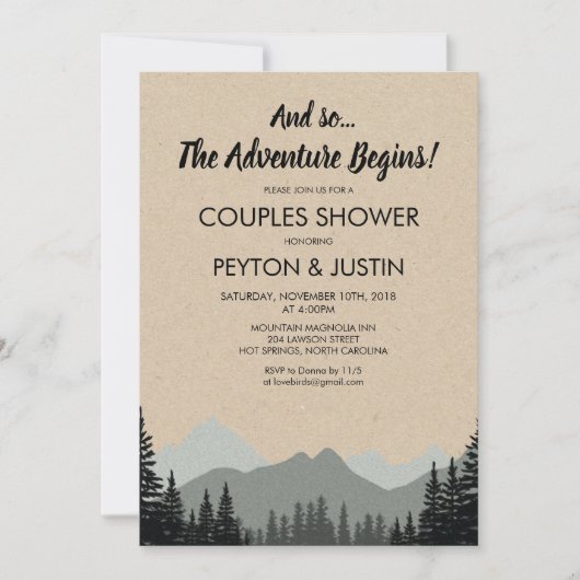 Rustic Forest Couples Dusche Einladung (Vorderseite)