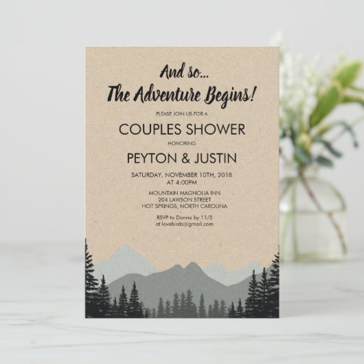 Rustic Forest Couples Dusche Einladung (Stehend Vorderseite)