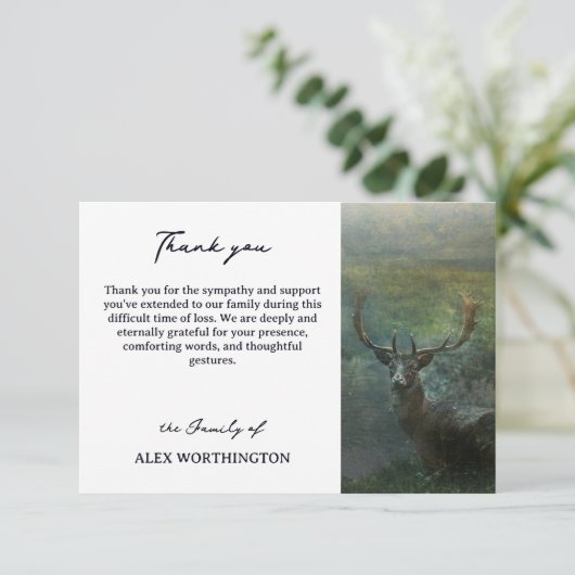 Rustic Forest Dee Beileid Vielen Dank Dankeskarte (Stehend Vorderseite)