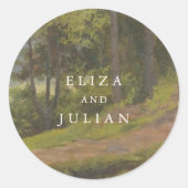 Rustic Forest Elegant Wedding Runder Aufkleber (Vorderseite)