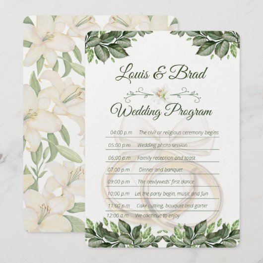 Rustic Forest Greenery Floral Wedding Program Card Programm (Vorne/Hinten)