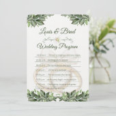 Rustic Forest Greenery Floral Wedding Program Card Programm (Stehend Vorderseite)