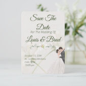Rustic Forest Greenery Floral Wedding Save the Dat Ankündigung (Stehend Vorderseite)