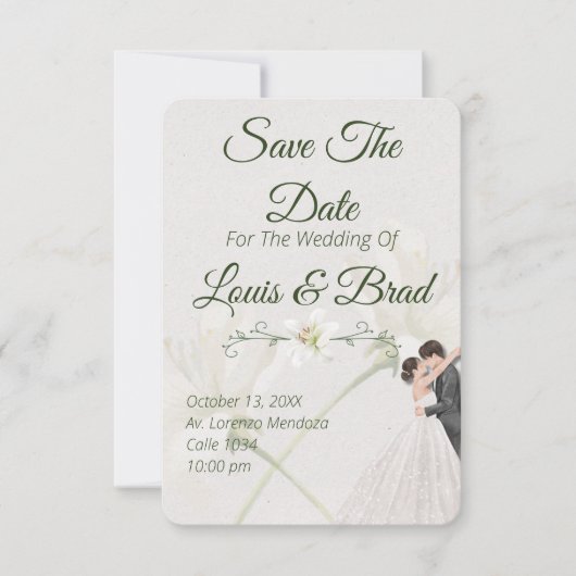 Rustic Forest Greenery Floral Wedding Save the Dat Ankündigung (Vorderseite)