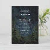 Rustic Forest Sky Night Elegant QR Code Wedding Einladung (Stehend Vorderseite)