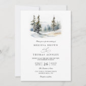 Rustic Forest Trees Pine Elegant QR Code Wedding Einladung (Vorderseite)
