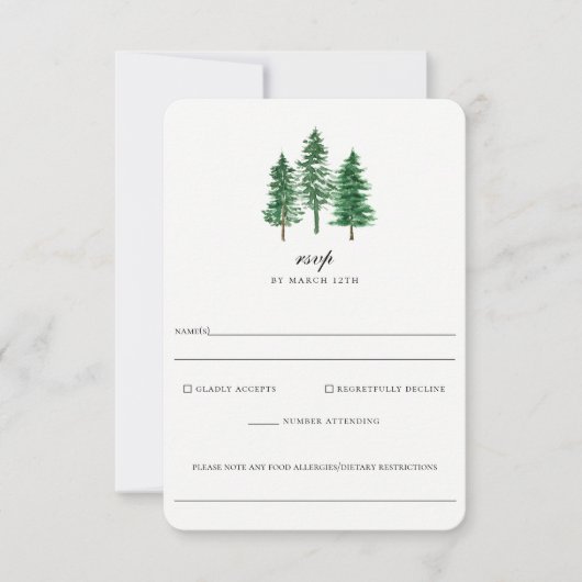 Rustic Forest Wedding Food Allergy RSVP Card Karte (Vorderseite)