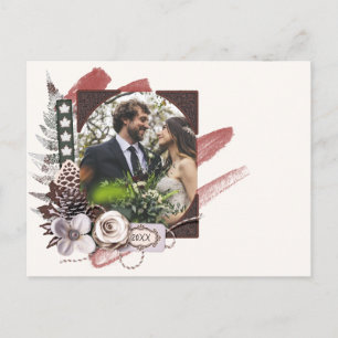 Rustic Forest Winter Wedding Foto Danke Karte