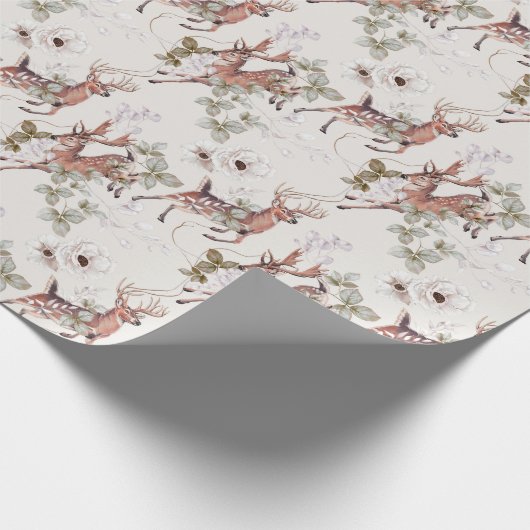 Rustic Forest Woodland Deer Botanical Geschenkpapier (Ecke)