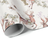 Rustic Forest Woodland Deer Botanical Geschenkpapier (Rolleneckpunkt)