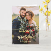 Rustic Forever Grateful 2 Photo Wedding Thank you Karte (Gelbe Blume)