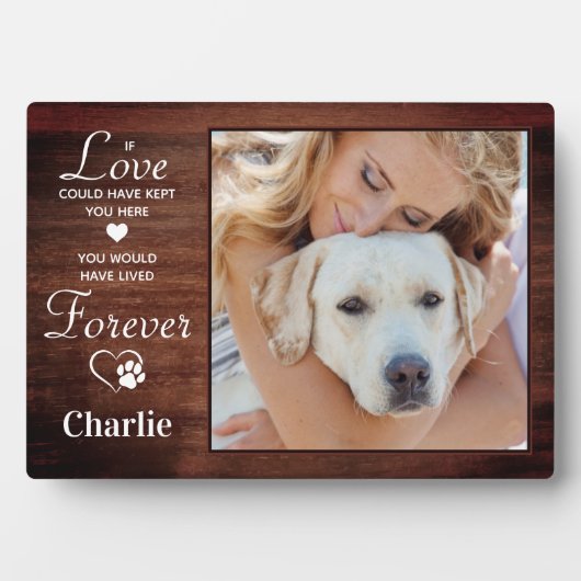 Rustic Forever Personalisiert Pet Dog Memorial Fot Fotoplatte (Vorderseite)