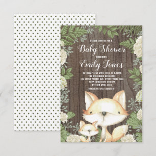 Rustic Fox Baby Dusche Botanische Vegetation Einladung