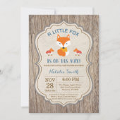 Rustic Fox Baby Shower Einladung Junge (Vorderseite)