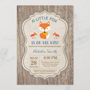 Rustic Fox Baby Shower Einladung Junge