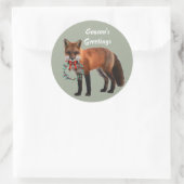 Rustic Fox Round Christmas Sticker, glänzend Runder Aufkleber (Tasche)