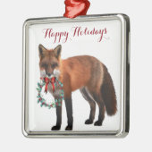 Rustic Fox Square Metal Weihnachtsdekoration Silbernes Ornament (Links)