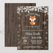 Rustic Fox Winter Boy Baby Dusche Einladung (Vorne/Hinten)