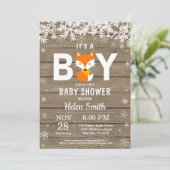 Rustic Fox Winter Boy Baby Dusche Einladung (Stehend Vorderseite)