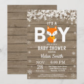 Rustic Fox Winter Boy Baby Dusche Einladung (Vorne/Hinten)