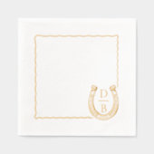 Rustic Frame Western Horseshoe Monogram Wedding Servietten Mit Folie (Vorderseite)