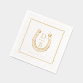 Rustic Frame Western Horseshoe Monogram Wedding Servietten Mit Folie (Links)