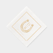 Rustic Frame Western Horseshoe Monogram Wedding Servietten Mit Folie (Rechts)