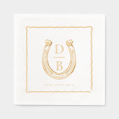 Rustic Frame Western Horseshoe Monogram Wedding Servietten Mit Folie (Vorderseite)
