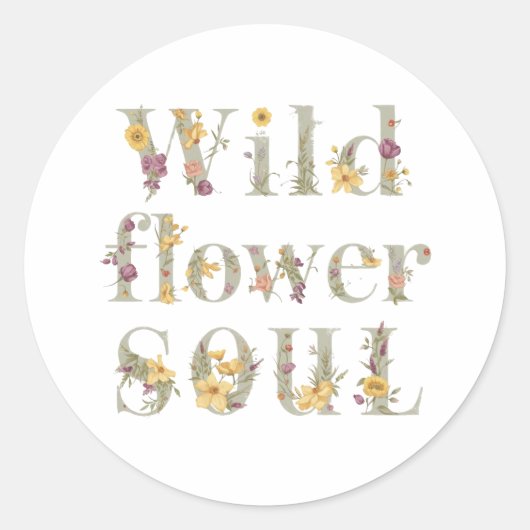 Rustic Free Spirit Botanical Typography Runder Aufkleber (Vorderseite)