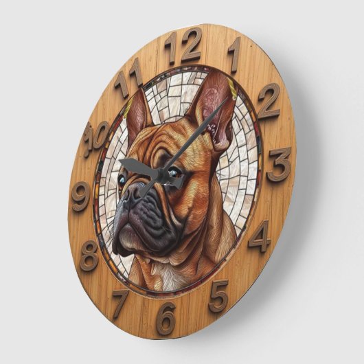 Rustic French Bulldog Große Wanduhr (Winkel)