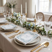 Rustic French Country Shabby Chic Decor White Blue Serviette