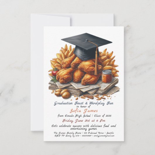 Rustic Fried Chicken Graduation Party Einladung (Vorderseite)