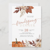 Rustic Friendsgiving botanischer Erntedank Dinner Einladung (Vorderseite)