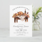 Rustic Friendsgiving Dinner Einladung (Stehend Vorderseite)