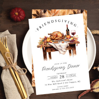 Rustic Friendsgiving Dinner Einladung