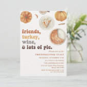 Rustic Friendsgiving Dinner Fest Party Einladung (Stehend Vorderseite)